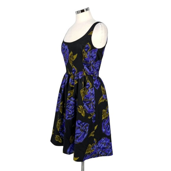 Becky & Max Fit and Flare Black Floral Print Sleeveless Scoop Neck Dress Size 6 - Picture 5 of 13